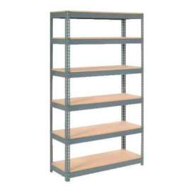Extra Heavy Duty Shelving 48"W x 18"D x 84"H With 6 Shelves, Wood Deck, Gry