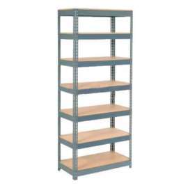 Extra Heavy Duty Shelving 36"W x 12"D x 96"H With 7 Shelves, Wood Deck, Gry