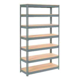 Extra Heavy Duty Shelving 48"W x 12"D x 96"H With 7 Shelves, Wood Deck, Gry