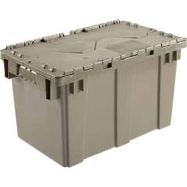 Global Industrial Plastic Attached Lid Shipping & Storage Container DC2213-12 22-3/8x13x13 GY