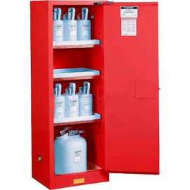 Justrite Paint & Ink Cabinet With Manual Close Single Door, 22 Gallon Capacity, Red