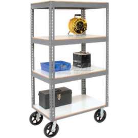 Global Industrial Boltless Shelf Truck w/4 Shelves & Rubber Casters, 48"L x 24"W x 68"H, Gray