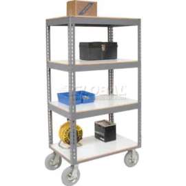 Global Industrial Boltless Shelf Truck w/4 Shelves & Pneumatic Casters, 48"Lx24"Wx68"H, Gray