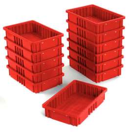 Global Industrial Plastic Dividable Grid Container DG92035,16-1/2"L x 10-7/8"W x 3-1/2"H, Red
