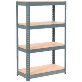 Extra Heavy Duty Shelving 36"W x 12"D x 60"H With 4 Shelves, Wood Deck, Gry