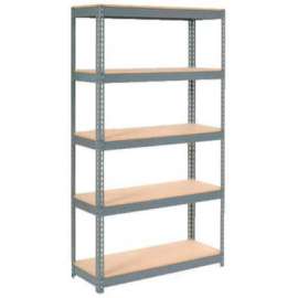 Extra Heavy Duty Shelving 48"W x 18"D x 96"H With 5 Shelves, Wood Deck, Gry