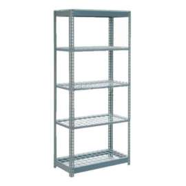 Heavy Duty Shelving 36"W x 12"D x 84"H With 5 Shelves - Wire Deck - Gray