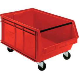 Quantum Mobile Magnum Plastic Stacking Bin, 16-1/2"W x 18"D x 11"H, Red
