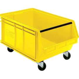 Quantum Mobile Magnum Plastic Stacking Bin, 16-1/2"W x 18"D x 11"H, Yellow
