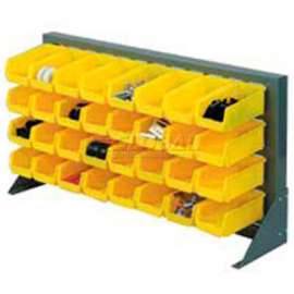 Global Industrial Louvered Bench Rack w/ 16(B), 6(G) Yellow Bins, 36"W x 15"D x 20"H