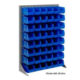 Global Industrial Louvered Bin Rack w/ 32(B), 8(E), 2(H) Blue Bins, 36"W x 15"D x 50"H