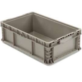 Global Industrial Stackable Straight Wall Container, Solid, 24"Lx15"Wx9-1/2"H, Gray