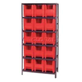 Quantum QSBU-600 Shelving With 15 Giant Hopper Bins Red, 36x18x75