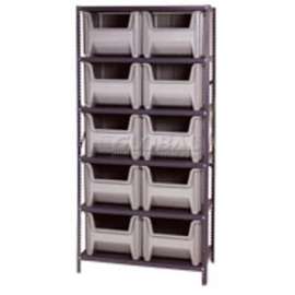 Quantum Storage Systems QSBU-800 Shelving With 10 Giant Hopper Bins Gray, 36x18x75
