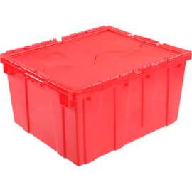 Global Industrial Plastic Attached Lid Shipping & Storage Container 23-3/4x19-1/4x12-1/2 Red