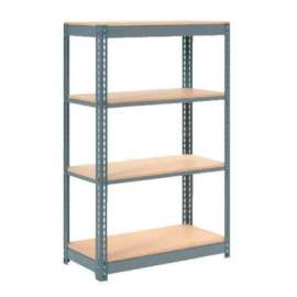 Heavy Duty Shelving 36"W x 12"D x 72"H With 4 Shelves - Wood Deck - Gray