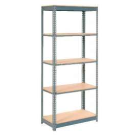 Heavy Duty Shelving 36"W x 12"D x 72"H With 5 Shelves - Wood Deck - Gray