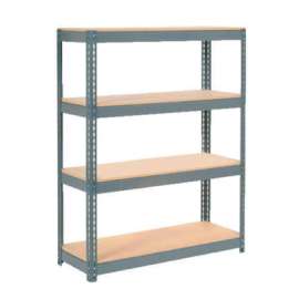 Extra Heavy Duty Shelving 48"W x 24"D x 72"H With 4 Shelves, Wood Deck, Gry