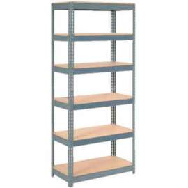 Extra Heavy Duty Shelving 36"W x 12"D x 72"H With 6 Shelves, Wood Deck, Gry