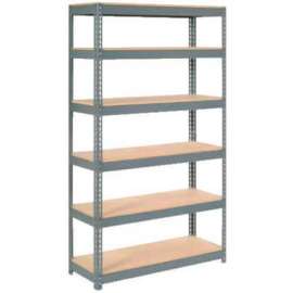Extra Heavy Duty Shelving 48"W x 18"D x 72"H With 6 Shelves, Wood Deck, Gry