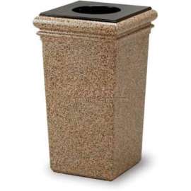 StoneTec Square Open Top Waste Container, 30 Gallon Capacity, Riverstone