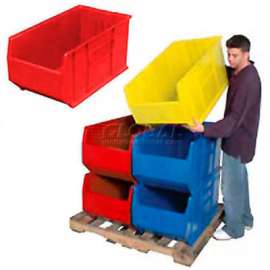 Quantum Plastic Hulk Stacking Bin, 23-7/8"W x 36"D x 17-1/2"H, Red