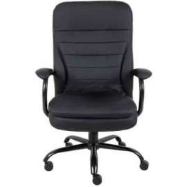 Interion Big & Tall Executive Chair With High Back & Fixed Arms, Synthetic Leather, Black