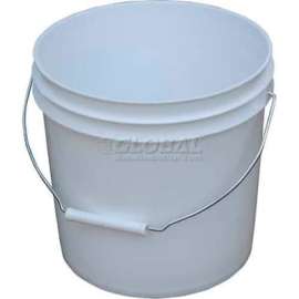 2 Gallon Open Head Plastic Pail PAIL-2-PWS with Steel Handle - White