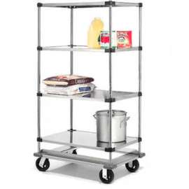 Nexel Stainless Steel Shelf Truck w/Dolly Base, 1600 lb. Capacity, 48"L x 18"W x 81"H