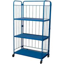 Steel Folding Container Shelf Truck w/2 Shelves, 990 lb. Capacity, 34"L x 18"W x 58"H, Blue