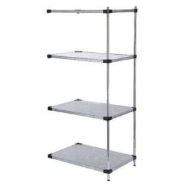Nexel Galvanized Steel, 4 Tier, Solid Shelving Add-On Unit, 36"Wx24"Dx54"H
