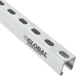 Global Industrial 8Ft Slotted Strut Channel 1-5/8x1-5/8 12Ga. Pre-Galvanized Zinc Plated