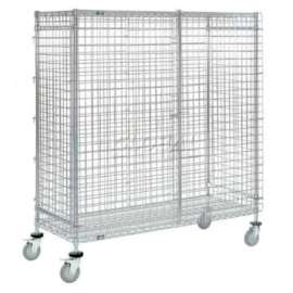 Nexel Chrome Wire Security Truck w/2 Swivel & 2 Brake Casters, 48"L x 18"W x 69"H