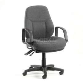 Interion Task Chair With Mid Back & Fixed Arms, Fabric, Gray