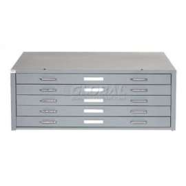 Interion - Blueprint Flat File Cabinet 5 Drawer - 54W Gray