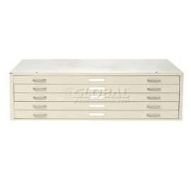 Interion - Blueprint Flat File Cabinet 5 Drawer - 47W Putty