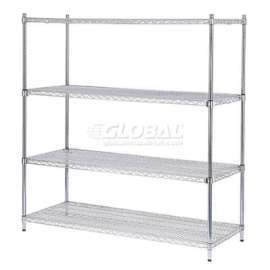 Nexel Poly-Z-Brite, 4 Tier, Quick Adjust, Wire Shelving Starter Unit, 72"W x 18"D x 74"H