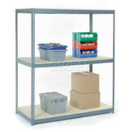 Wide Span Rack 96"W x 24"D x 60"H With 3 Shelves Wood Deck 800 Lb Capacity Per Level - Gray