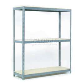 Global Industrial Wide Span Rack 72Wx48Dx60H, 3 Shelves Wood Deck 900 Lb Cap. Per Level, Gray