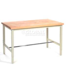 Global Industrial 96 x 36 Adjustable Height Workbench Square Tube Leg - Birch Square Edge Tan