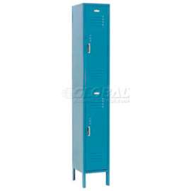 Global Industrial Paramount 2-Tier 2 Door Locker, 12"Wx12"Dx36"H, Blue, Unassembled