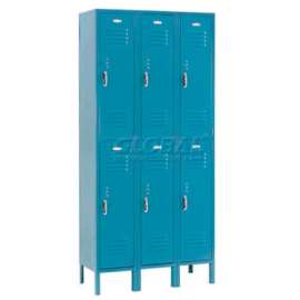 Global Industrial Paramount 2-Tier 6 Door Locker, 12"Wx15"Dx36"H, Blue, Assembled