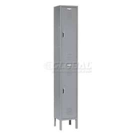 Global Industrial Paramount 2-Tier 2 Door Locker, 12"Wx18"Dx36"H, Gray, Assembled