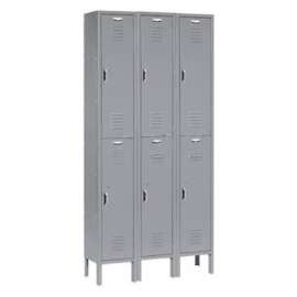 Global Industrial Paramount 2-Tier 6 Door Locker, 12"Wx12"Dx36"H, Gray, Unassembled