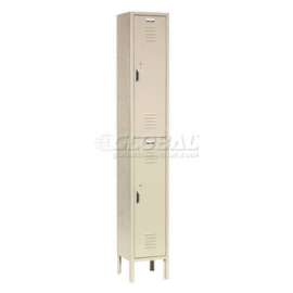 Global Industrial Paramount 2-Tier 2 Door Locker, 12"Wx15"Dx36"H, Tan, Assembled