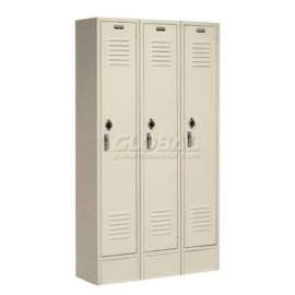 Global Industrial Paramount 1-Tier 3 Door Locker, 12"Wx18"Dx60"H, Tan, Assembled