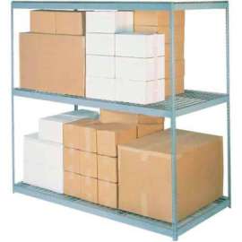Global Industrial Additional Shelf, Double Rivet, Wire Deck, 96"W x 48"D, Gray, USA