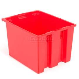 Global Industrial Stack and Nest Storage Container SNT195 No Lid 19-1/2 x 15-1/2 x 13, Red