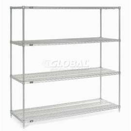 Nexel Shelving Wire Shelving Starter Unit, 72"W x 30"D x 74"H