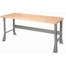 Global Industrial Flared Leg Workbench w/ Maple Safety Edge Top, 60"W x 30"D, Gray
